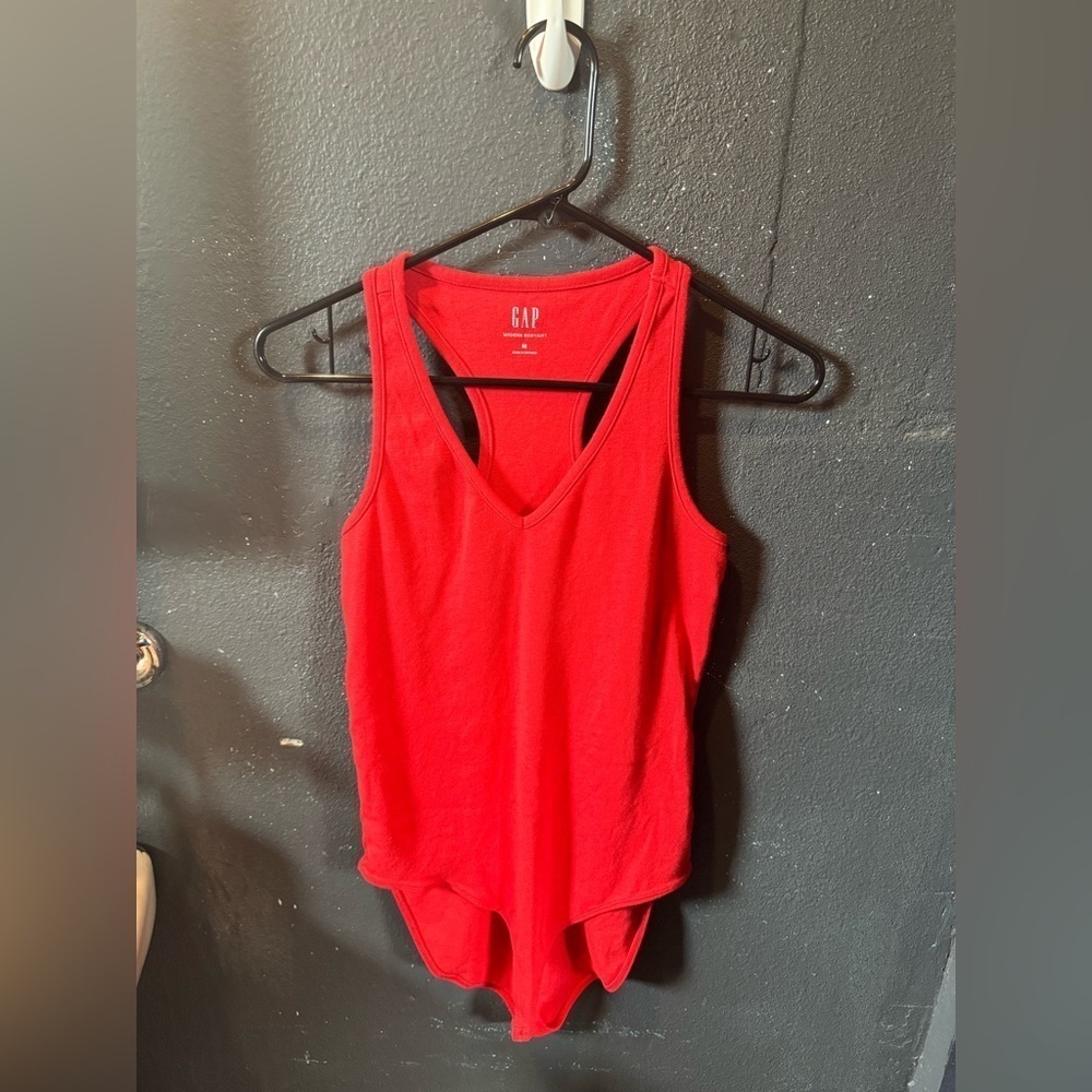 GAP Red Sleeveless Fitted Modern Cotton Bodysuit Size Medium